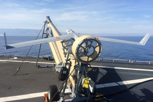 ScanEagle in its catapult launcher