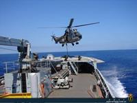 Unidad de Seguridad de Canarias.Ejercicio sobre un buque de la Armada con un helicóptero.