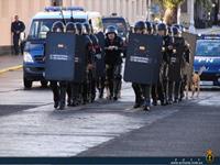 Unidad de Seguridad de Canarias.La Compñía de Policía Naval en un ejercicio de control de masas.