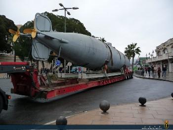 Traslado del submarino Isaac Peral al Museo Naval de Cartagena