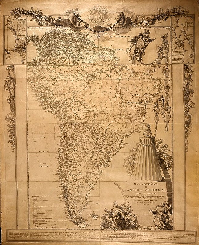 Mapa geográfico de la América Meridional.