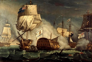 Imagen de: Combate del Cabo de Santa María entre la Escuadra del Almirante Rodney y el almirante Lángara en el Fénix, 1780