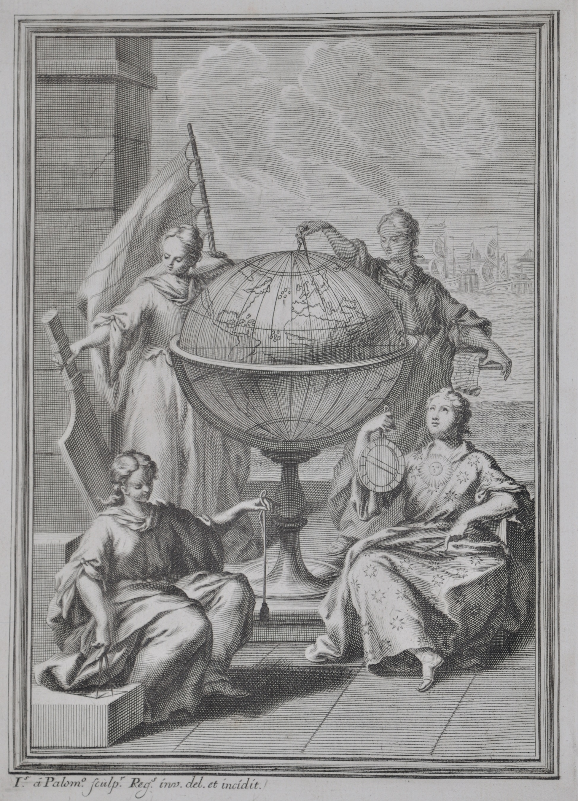 Imagen de: "Alegorías de la Ciencia, la Astronomía, la Física y la Geometría". Biblioteca del Museo Naval
