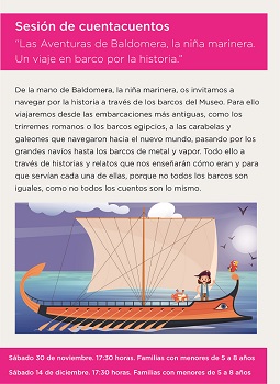 Imagen de: Cuentacuentos "Las Aventuras de Baldomera, la niña marinera. Un viaje en barco por la historia"