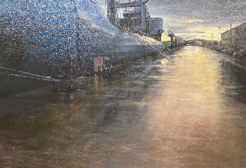 Imagen de: "Ocaso en la dársena del Arsenal de Ferrol"