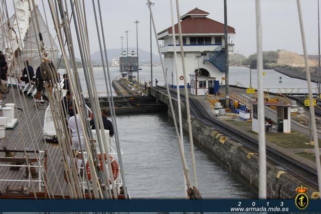 Before arriving at Balboa the training ship crossed the Panama Canal