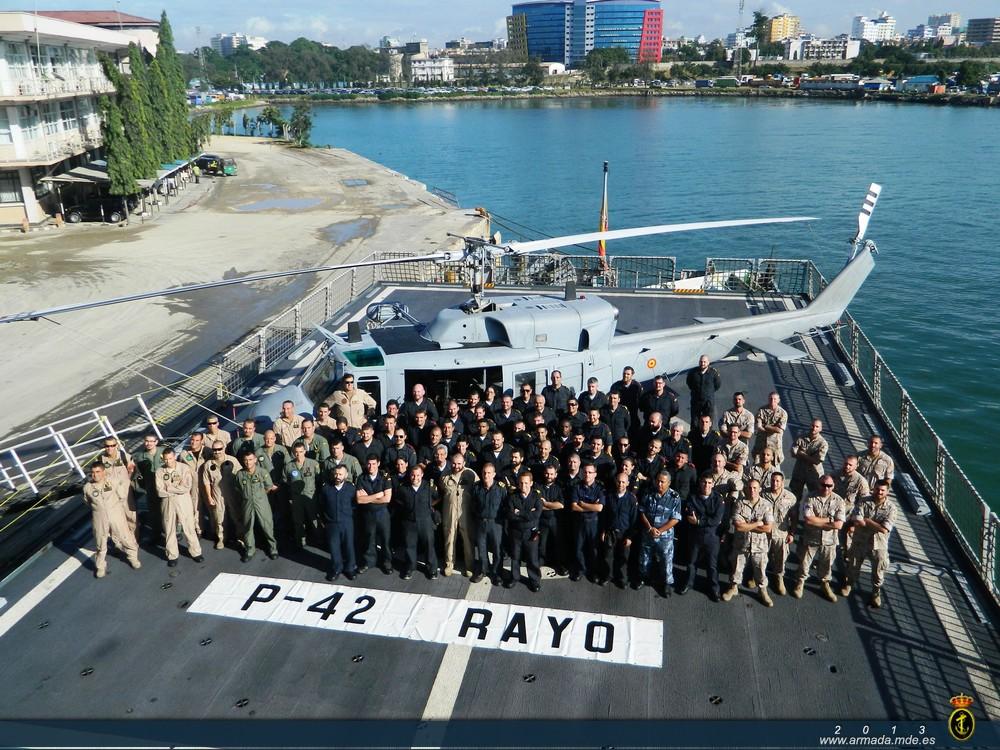 The ‘Rayo’ embarked a Marine Corps unit and an air unit to support her AB-212 helicopter totaling 85 people on board