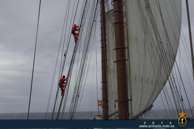 The training ship ‘Juan Sebastián de Elcano’ set a new milestone crossing the North Atlantic at full sail
