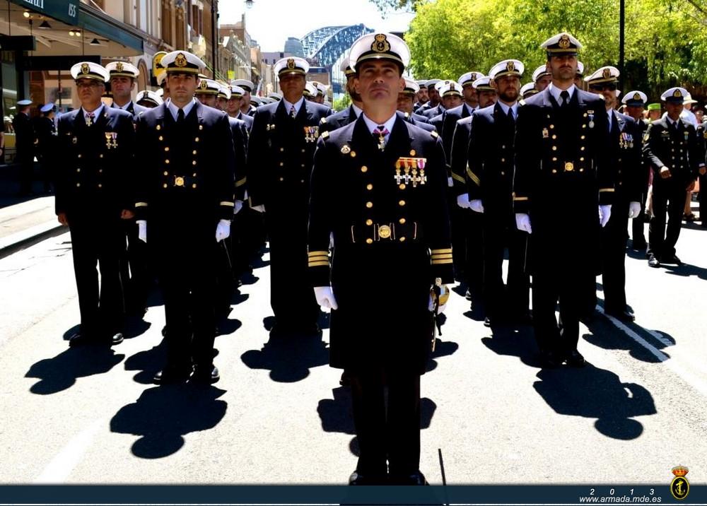Different military parades with sailors from several ships marched past the streets of Sydney.