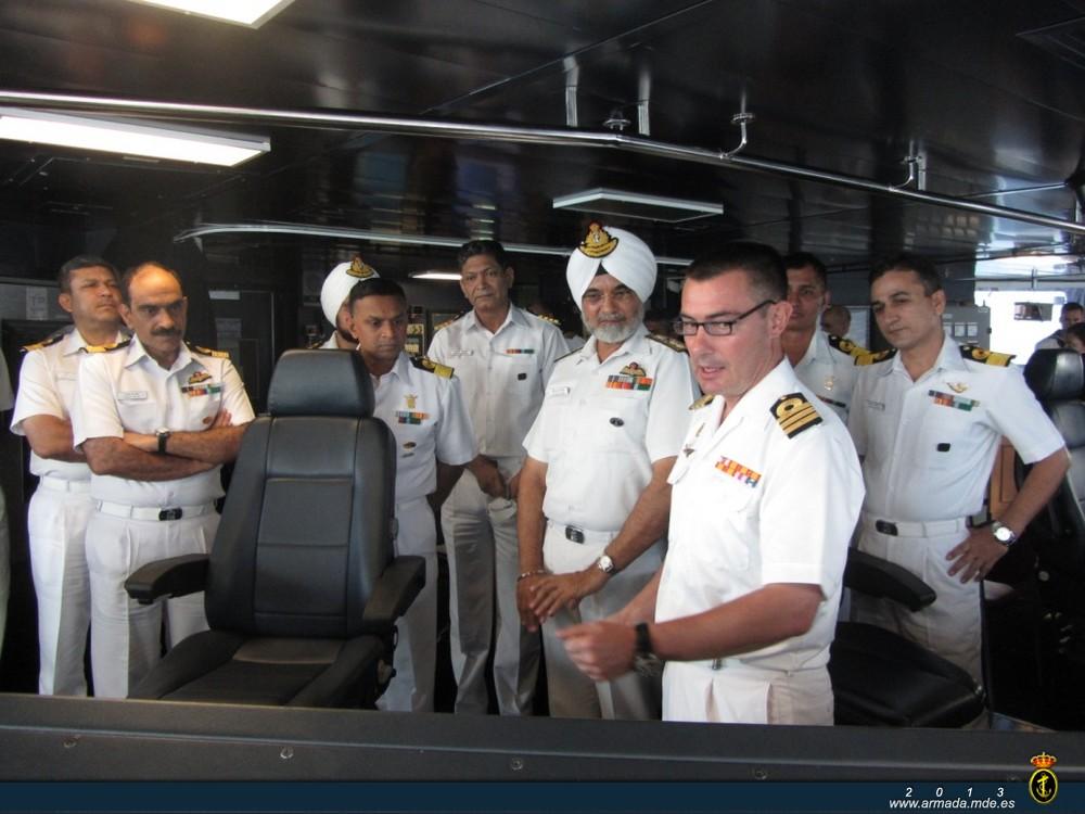 The ship’s Commander during a guided tour for Indian Navy authorities
