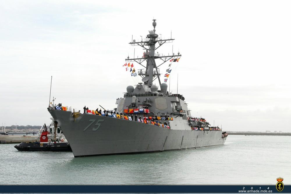 The USS ‘Donald Cook’ arrived today at Rota Naval Base. She is the first of four anti-missile defense destroyers