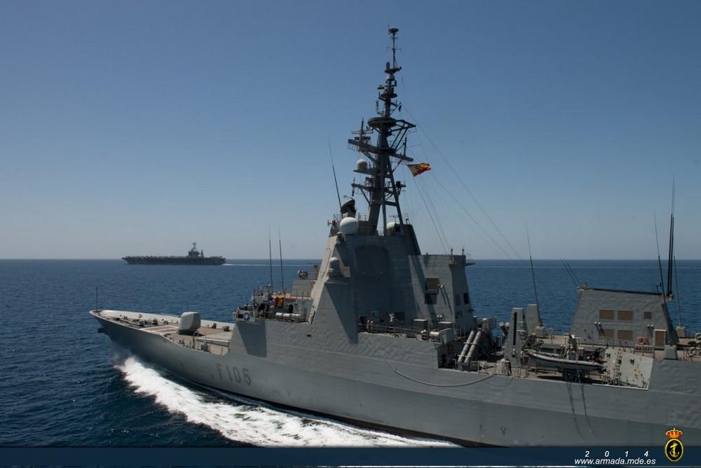 The Spanish Navy frigate ‘Cristóbal Colón’ and the U.S. Navy aircraft-carrier ‘USS Harry S. Truman’