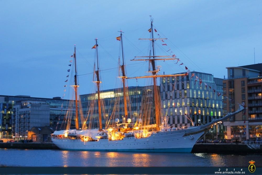 The ship berthed in the River Liffey