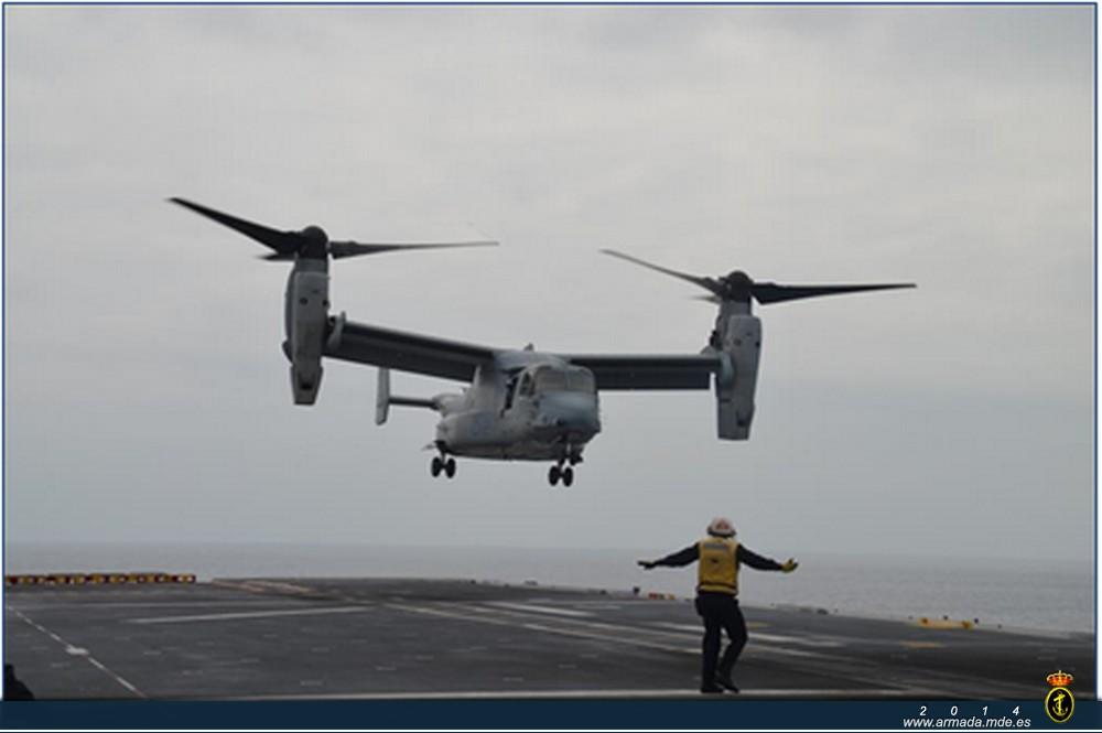 First landing of an MV-22 ‘Osprey’ on the flight deck of the ‘Juan Carlos I’