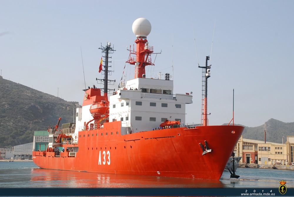 She is the only Spanish ship designed to carry out multidisciplinary scientific research activities all over the world