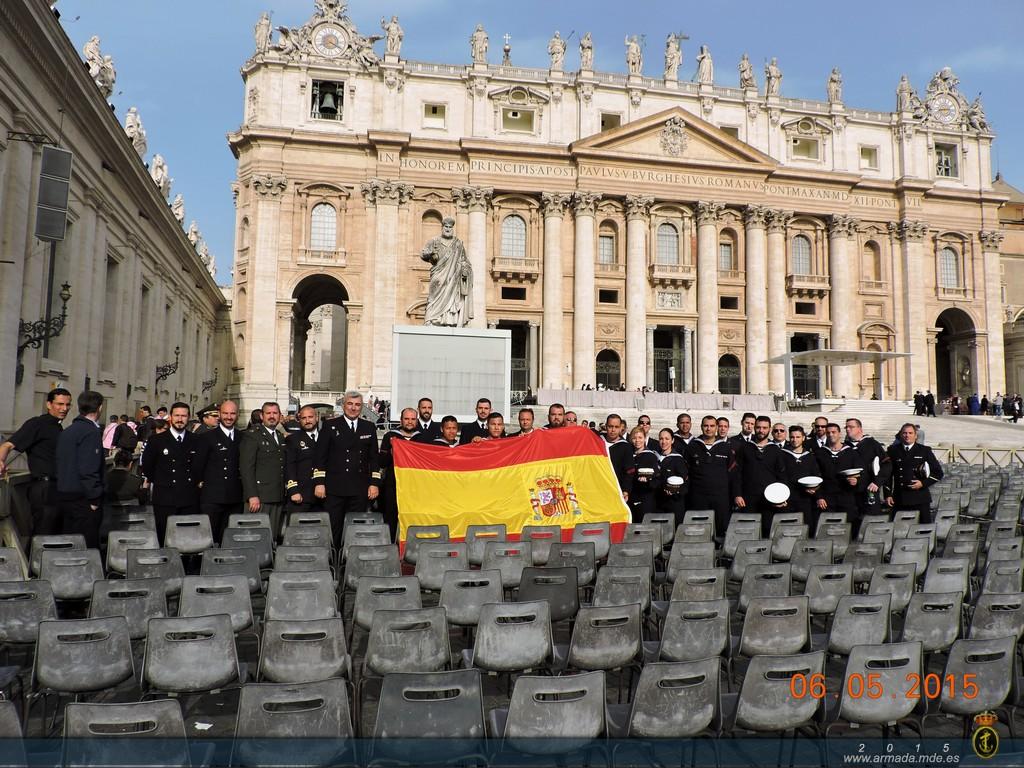 On her way back to Spain, the ship made a port of call in Rome and the crew attended a general audience with the Pope