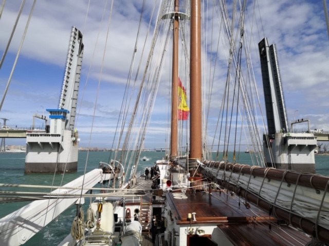 El "Juan Sebastián de Elcano" finaliza en San Fernando su XCII Crucero de Instrucción de Guardiamarinas