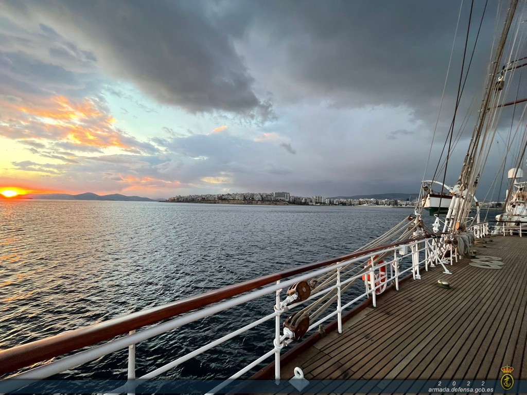 The Spanish Navy Training Ship ‘Juan Sebastián de Elcano’ calls at the port of Piraeus, Athens.