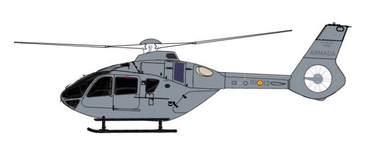 Paint colors of the new Spanish Navy H-135 P3H helicopter.