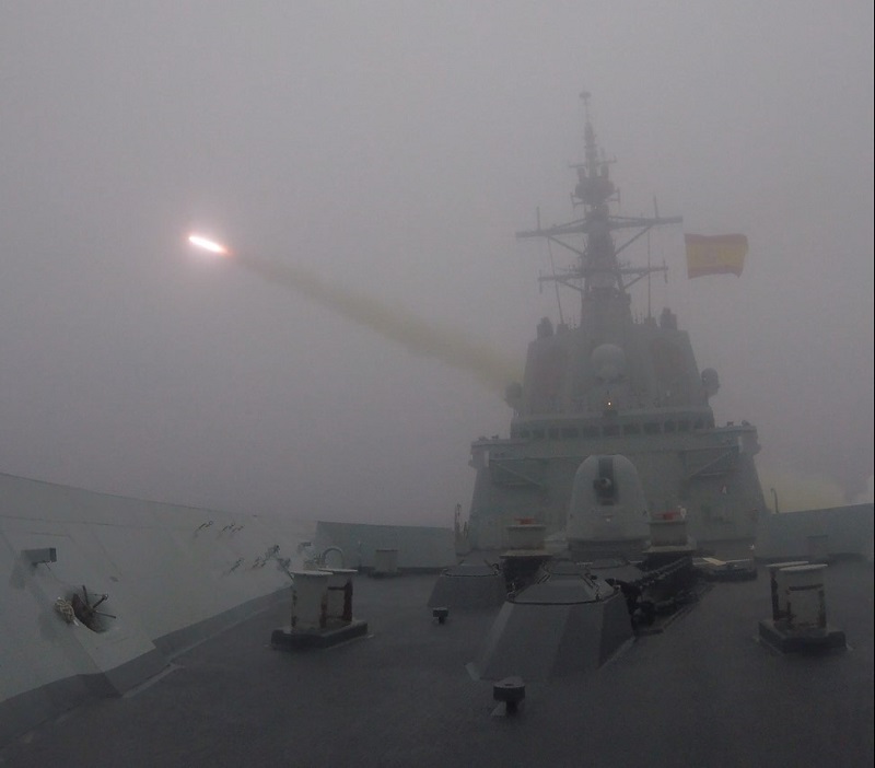Frigate ‘Blas de Lezo’ firing a ‘Harpoon’ missile.