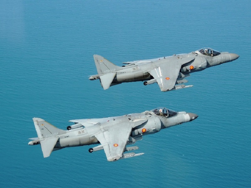 Two AV-8B+ ‘Harrier’ aircraft.