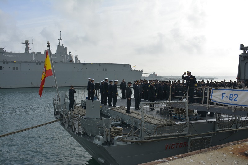 The Fleet Commander embarking on the frigate