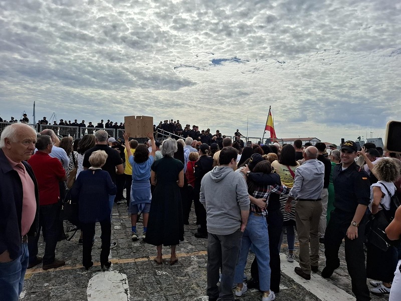 Friends and family members welcoming the crew.