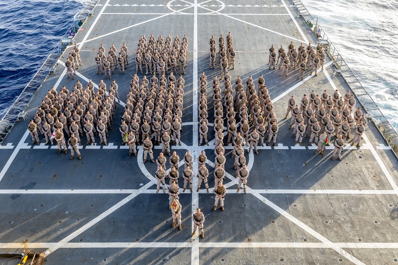 Spanish Marines on the flight deck of the LPD ‘Galicia’.