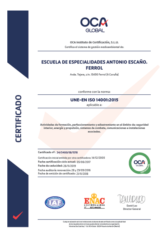 Certificación en la Norma ISO 14001:2015