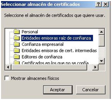 Ventana asistente Windows. Selecci�n de almacenes.