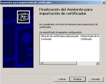 Ventana asistente Windows. Finalizaci�n del asistente.